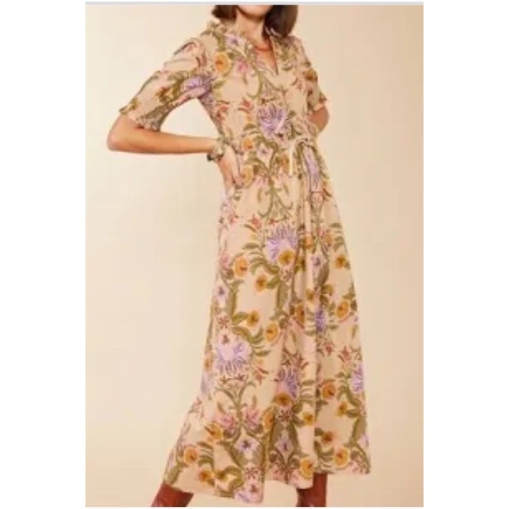 Spartina‎ 449 Tatum Midi Dress Sz M Floral Ruffle Boho Cottagecore